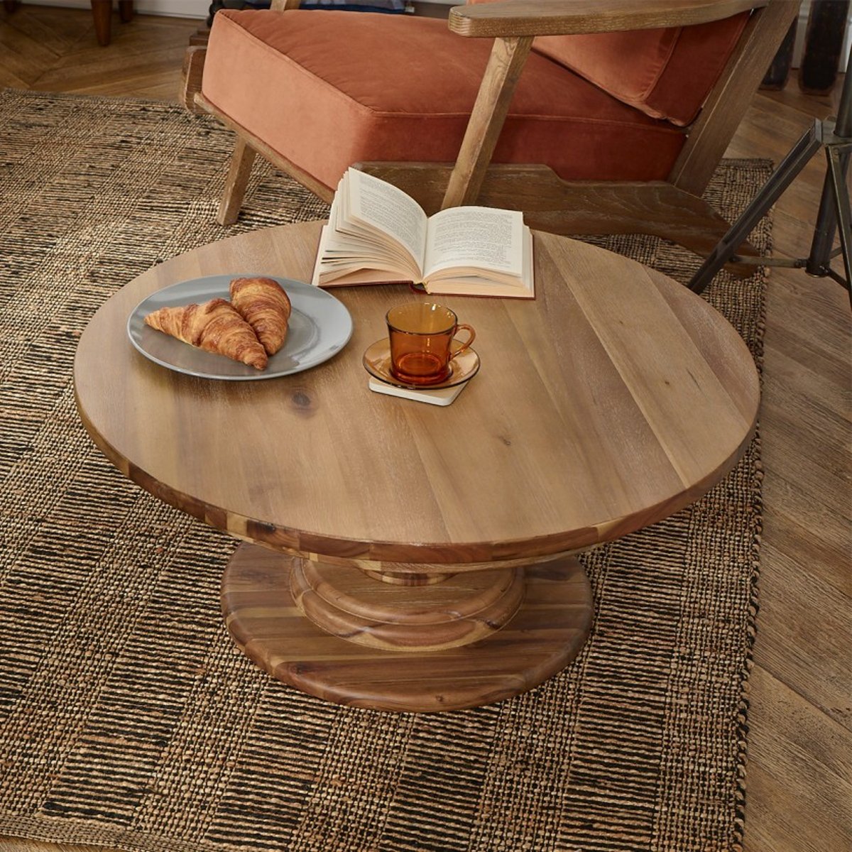 Table basse ronde style chalet en acacia TODD bois, ROBIN DES BOIS