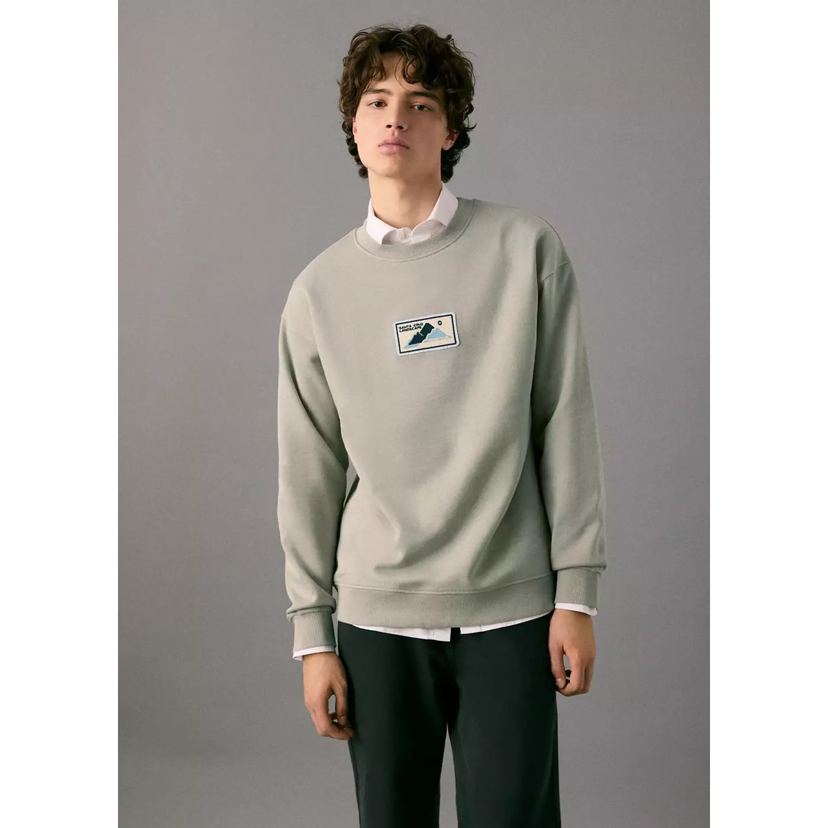 Sweat-shirt coton écusson gris, MANGO TEEN