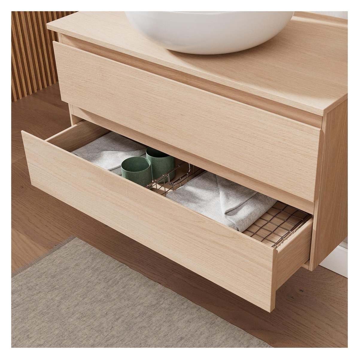 Ensemble meuble simple vasque 80 cm + vasque + robinet SORRENTO chêne, MOB IN