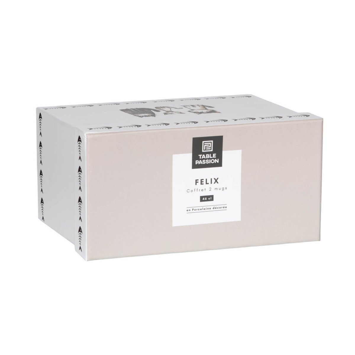 Coffret de 2 mugs Felix 46 cl noir, TABLE PASSION