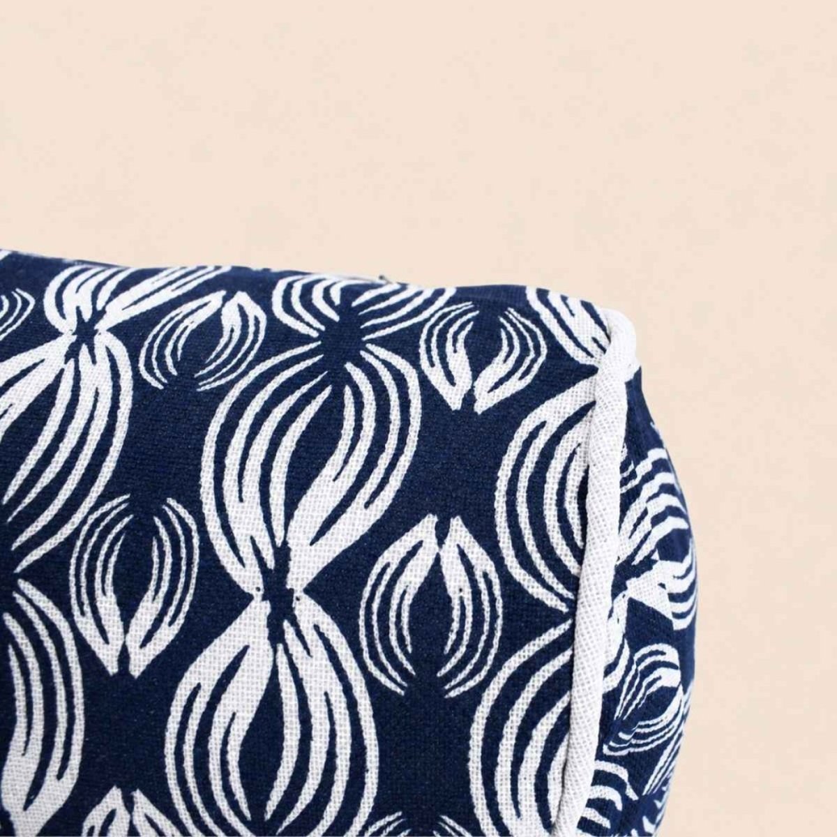 Coussin polochon imprimé géométrique 16x38cm bleu, ORNAMI