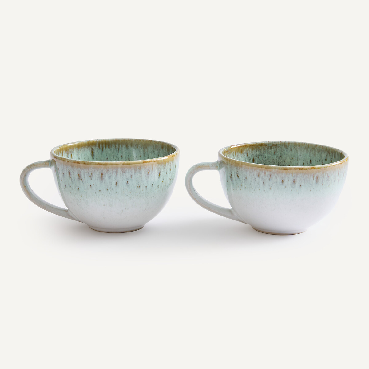 Lot de 2 tasses à thé, en grès émaillé, FARA kaki/bleu, AM.PM