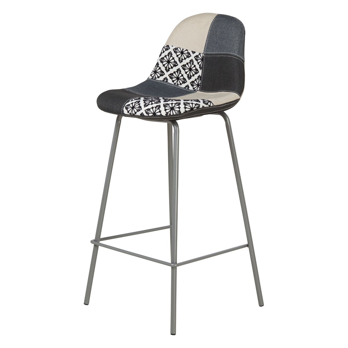 Chaise snack patchwork pied métal gris MOSA multicolore, ZAGO