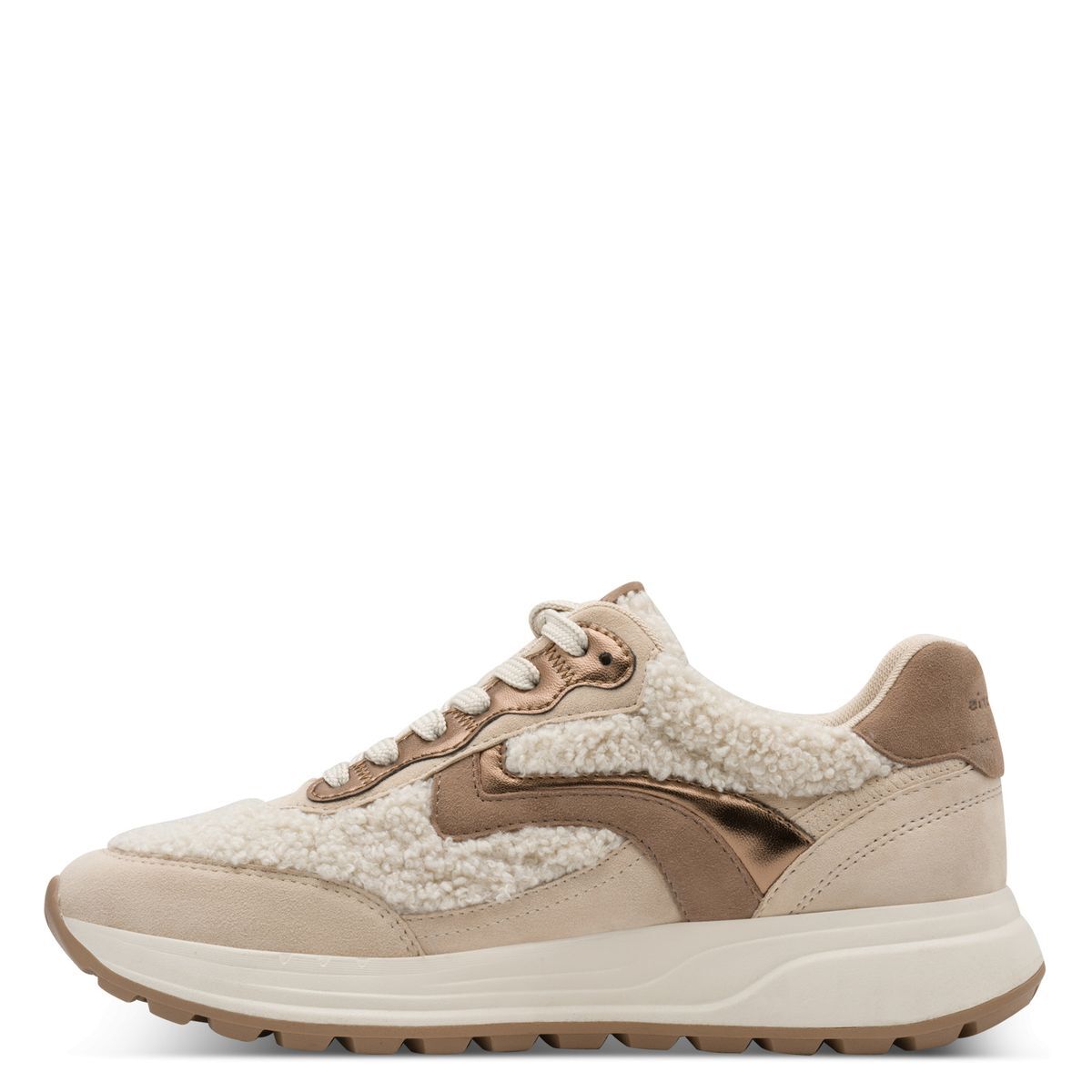 Basket en cuir beige beige suède, TAMARIS