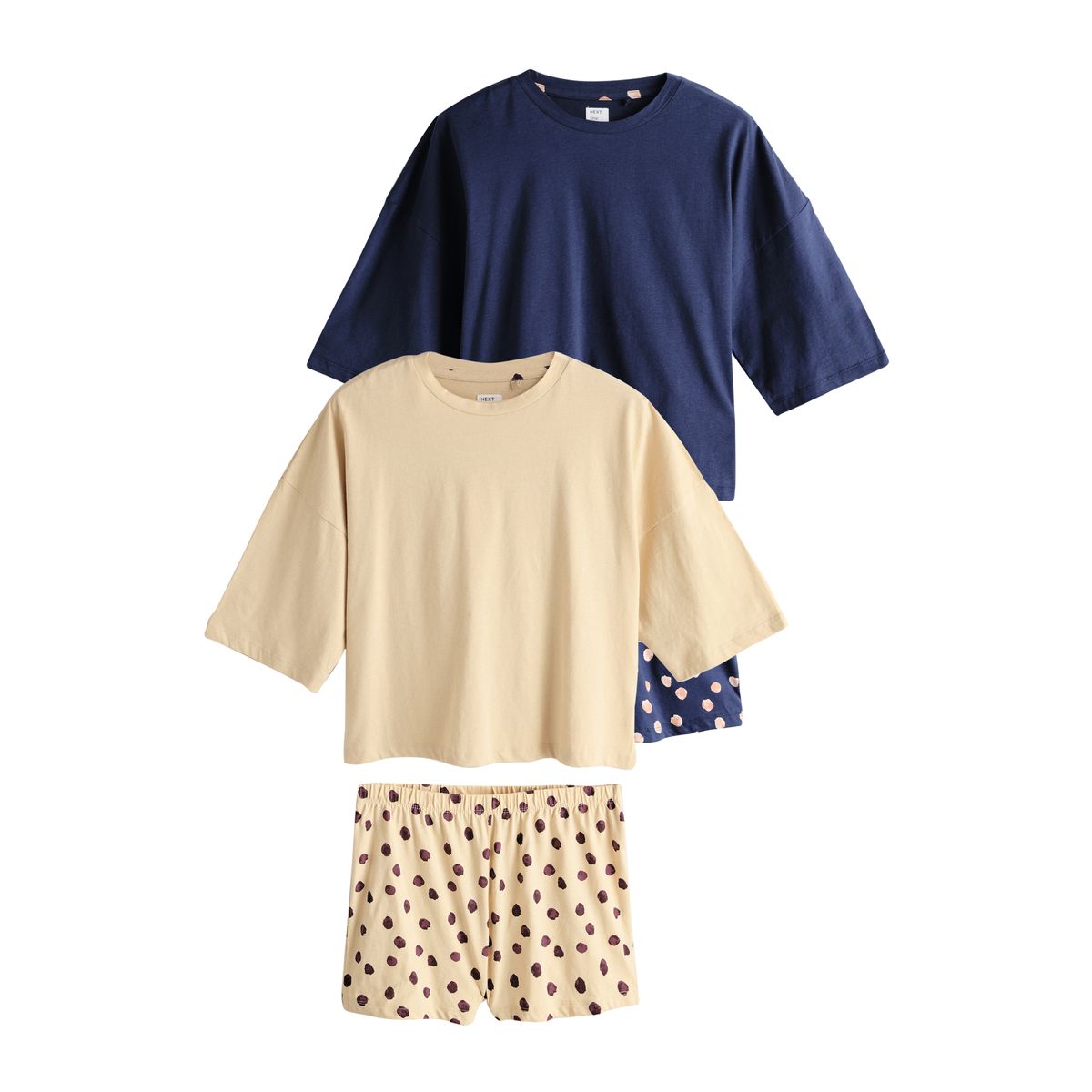 Pyjama short, lot de 2 bleu marine/jaune à pois, NEXT