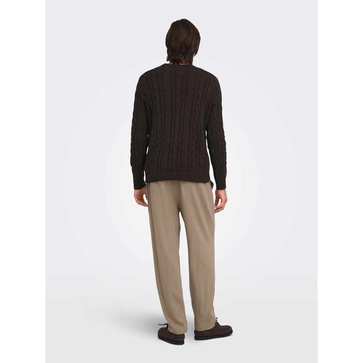 Pull En Maille marron - coffee bean 1, ONLY & SONS