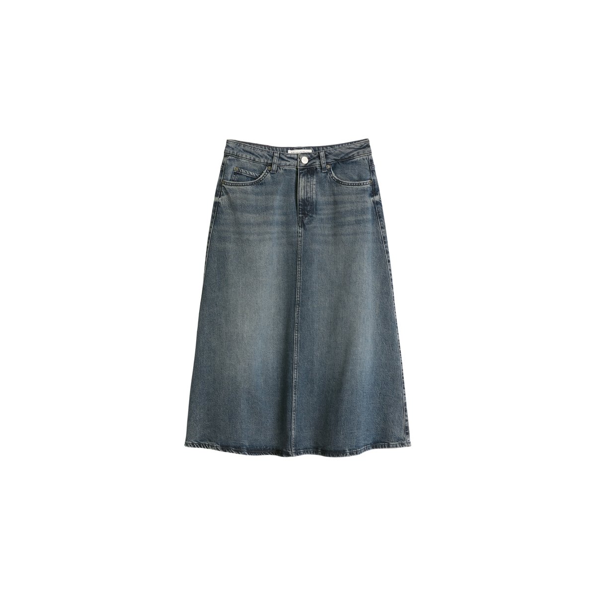 Jupe en jean évasée en un mélange doux de coton et de lyocell gris, MARC O'POLO