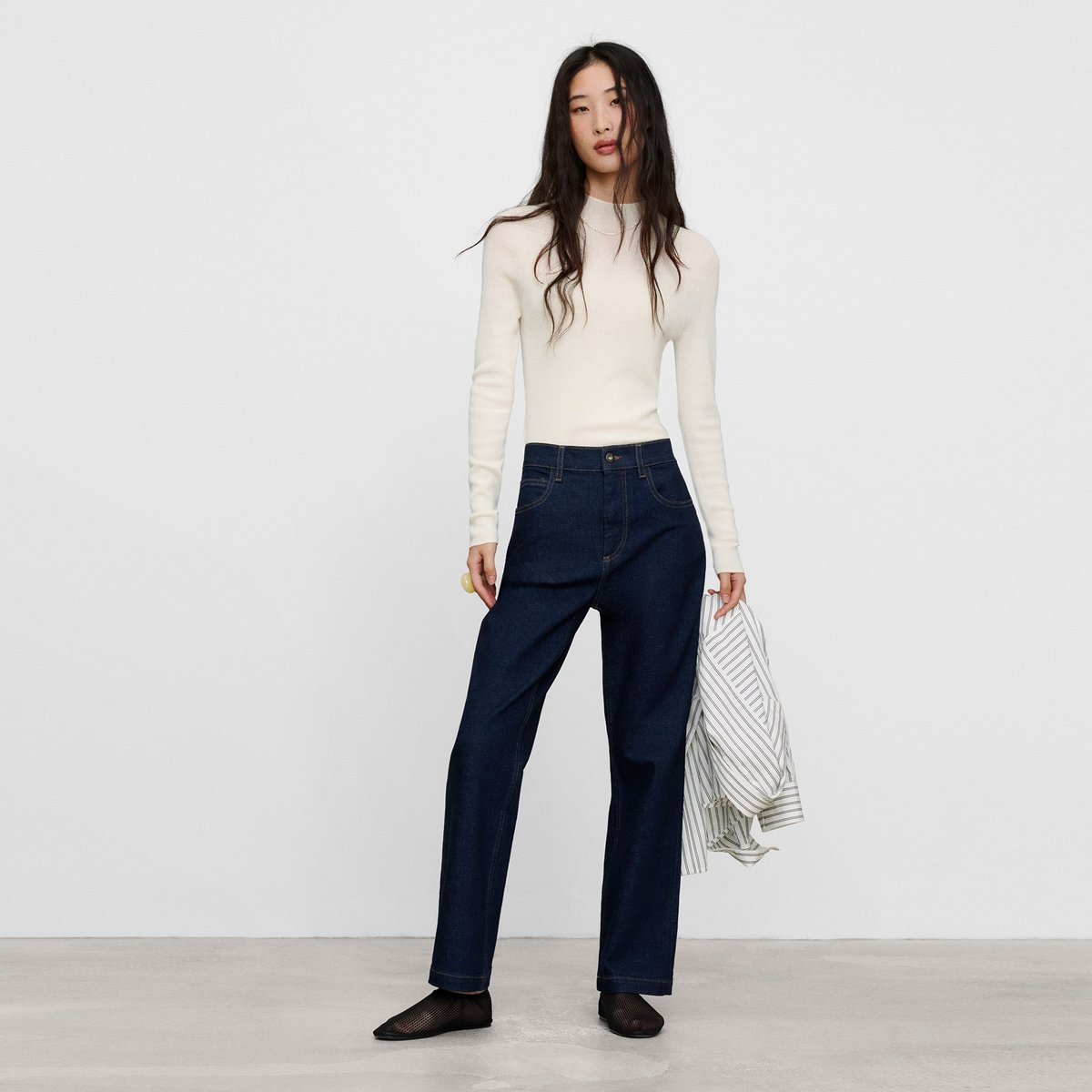 Pantalon denim comfort à cinq poches bleu denim, ADOLFO DOMINGUEZ