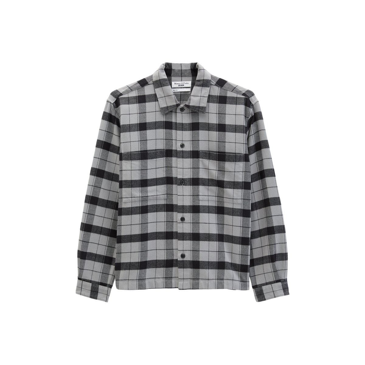 Chemise en flanelle, coupe classique en pur coton bio gris, MARC O’POLO DENIM