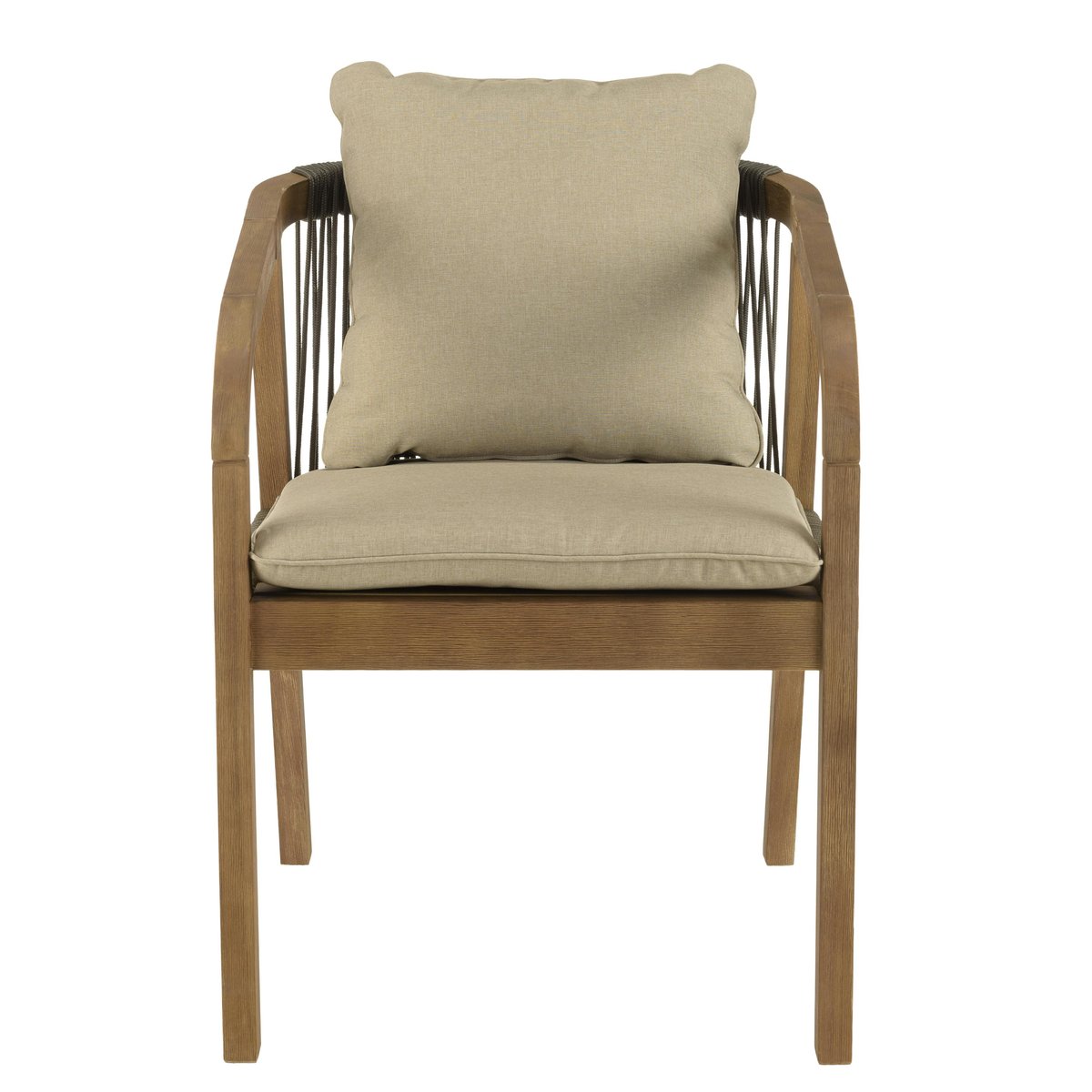 Fauteuil de jardin acacia et cordage vert avec coussins (lot de 2) BAHIA bois naturel, PIER IMPORT