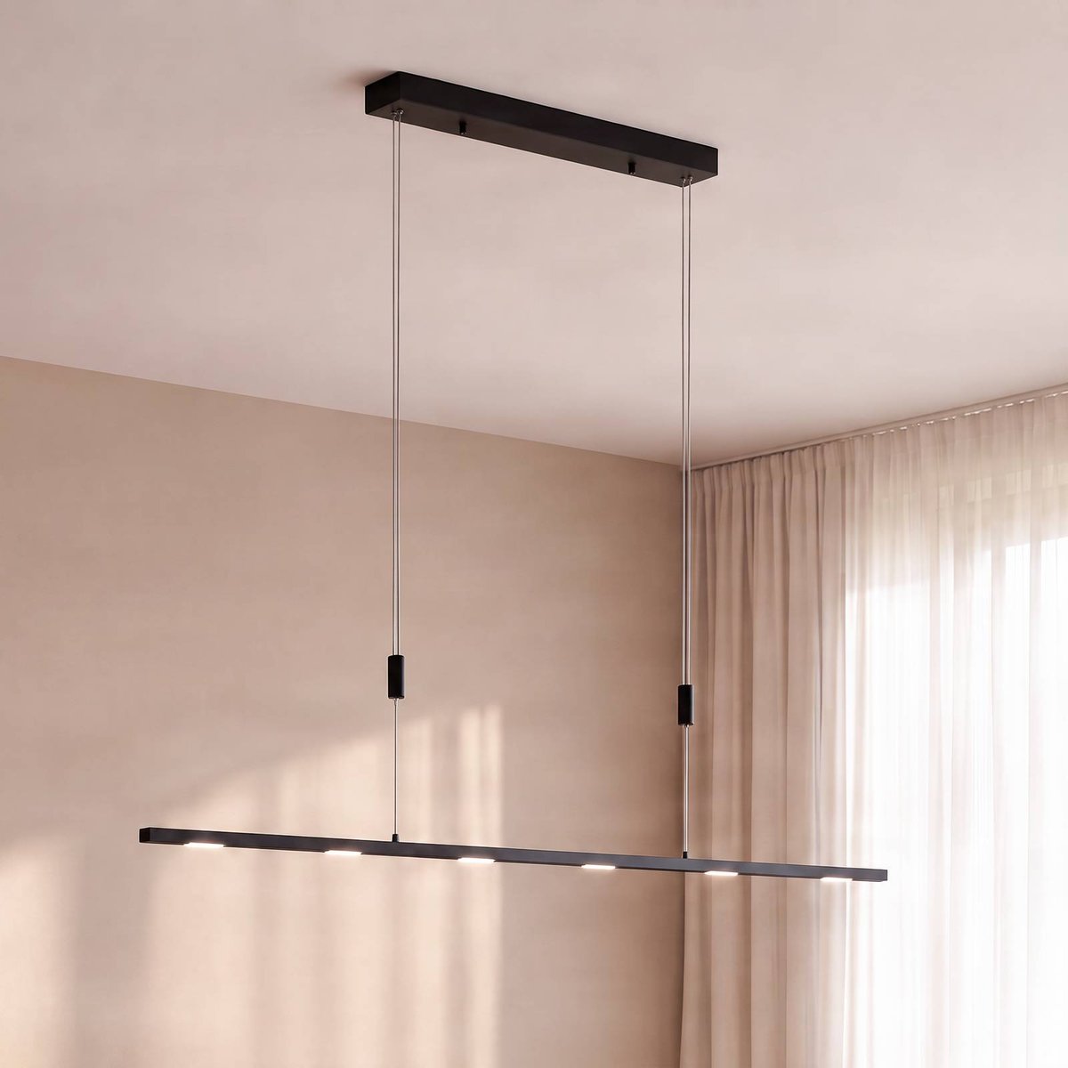 Suspension en métal moderneLED, Stakato noir mat, LUCANDE