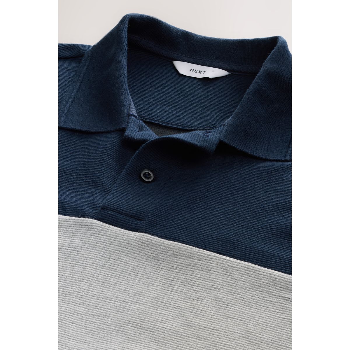 Polo boutonné à manches courtes 100 % coton bleu marine/gris, NEXT