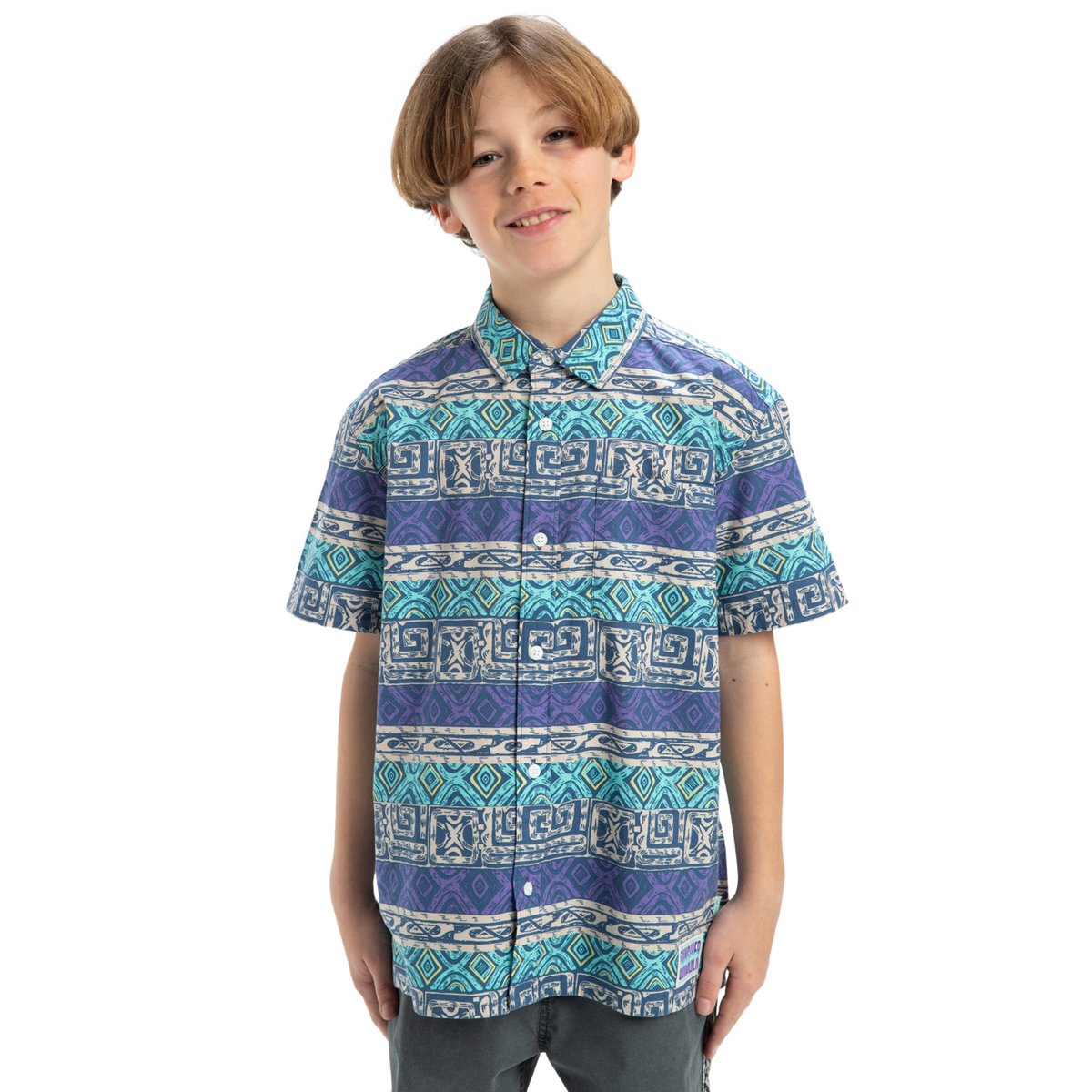 Chemise à manches courtes GLOBAL HEAT bleu aqua sky global heat 32x32, QUIKSILVER