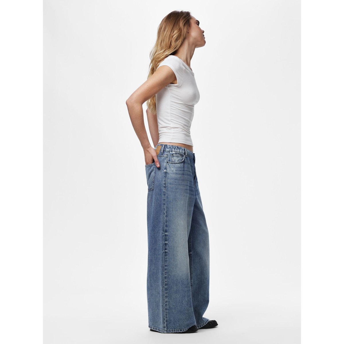 Jean À Coupe Ample medium blue denim, PIECES