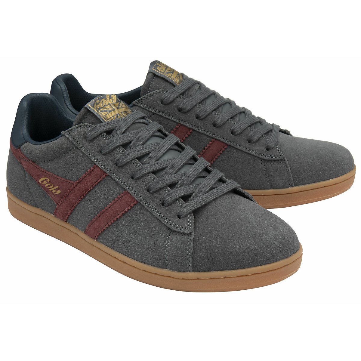 Baskets cuir Equipe II Suede gris foncé/bordeaux, GOLA