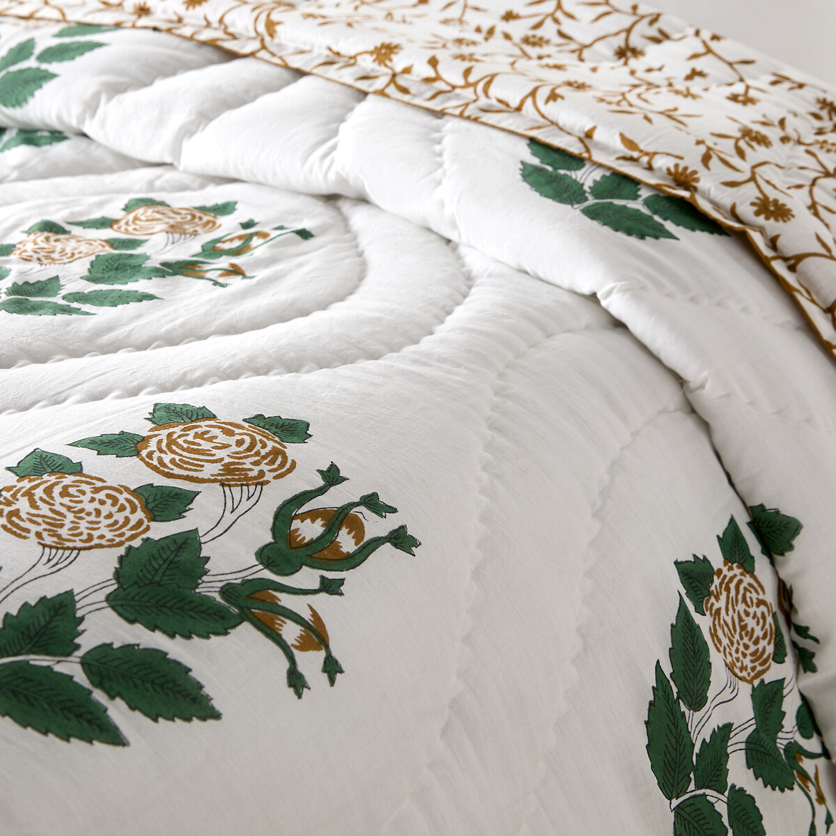 Couvre-lit matelassé, imprimé block-print, voile de coton, JAPALI imprimé indienne, LA REDOUTE INTERIEURS