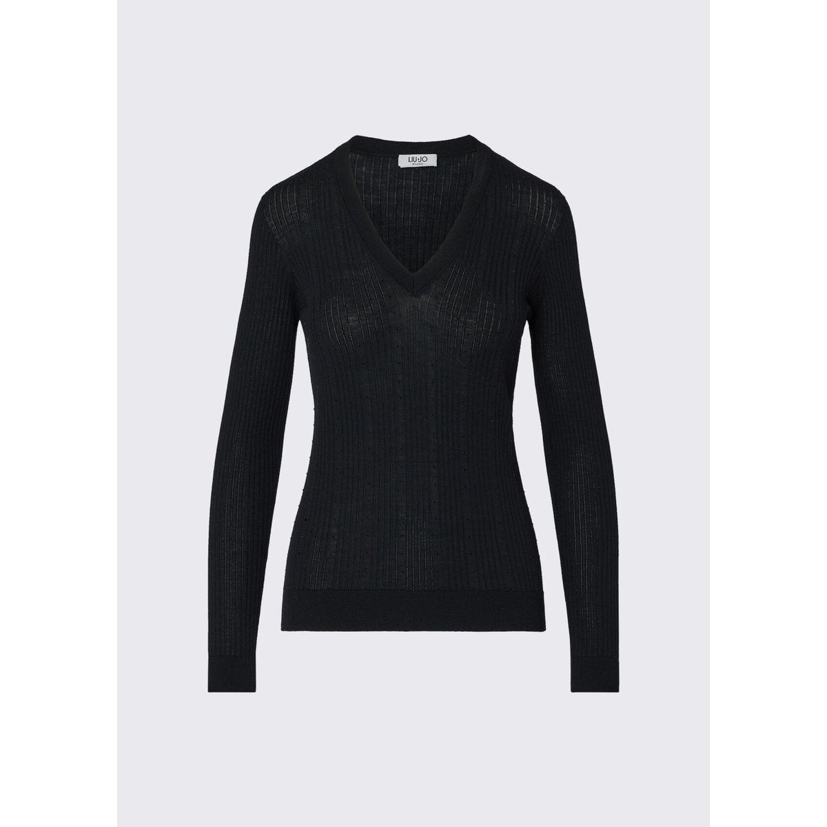 Pull en laine à col en V noir, LIU JO