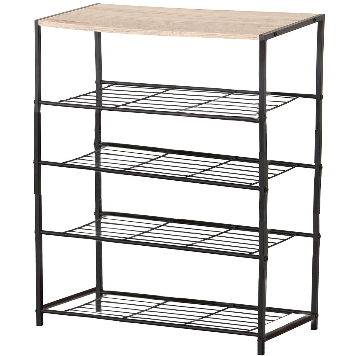 Étagère à chaussures en bois et métal noir 63x30x83cm bois, WADIGA