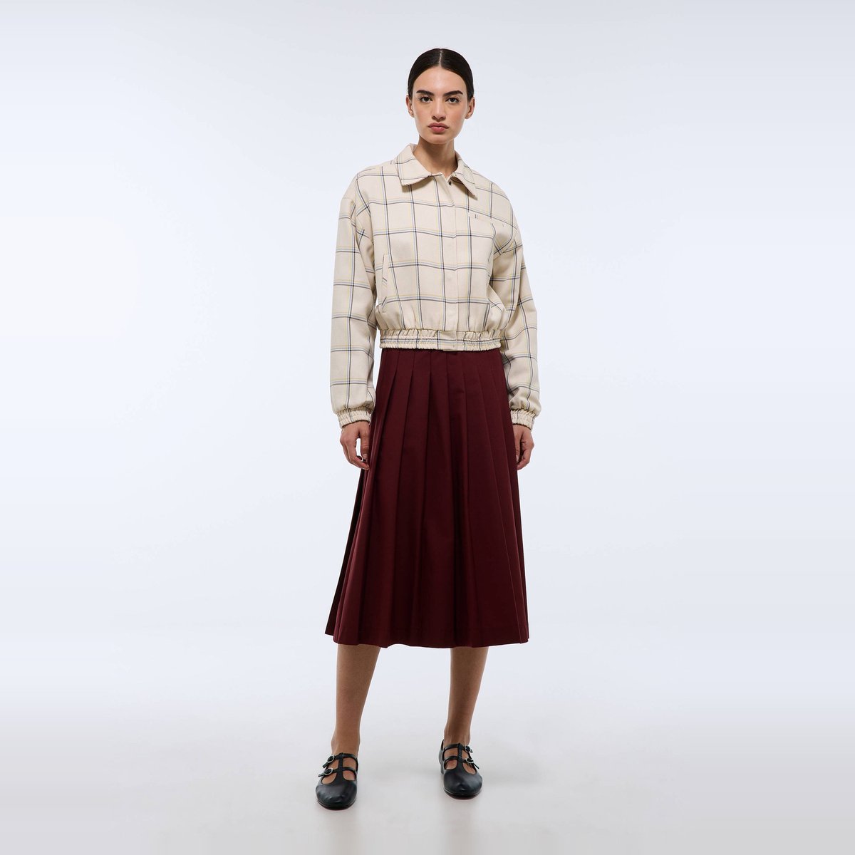 Blouson à carreaux ecru, MONOPRIX