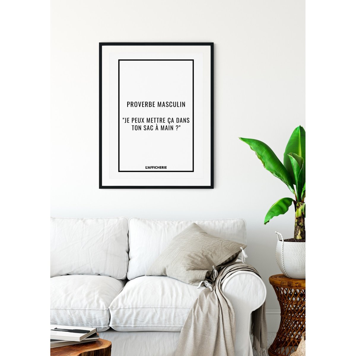 Affiche 'Proverbe masculin' blanc, L'AFFICHERIE