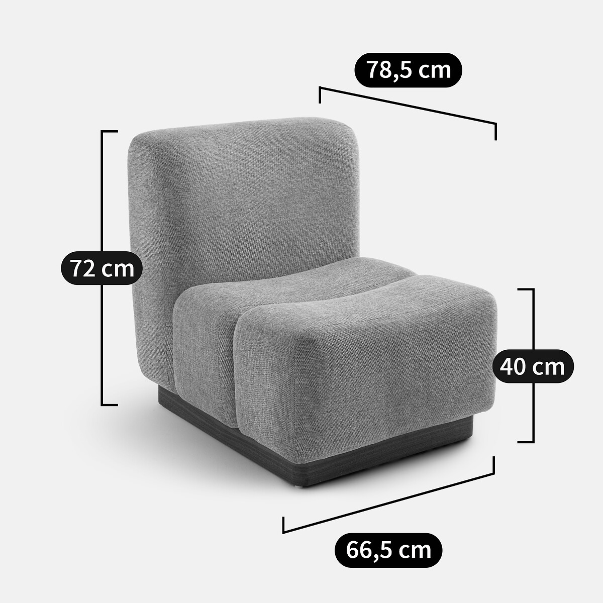 Fauteuil bas tissu texturé Podo gris, LA REDOUTE INTERIEURS