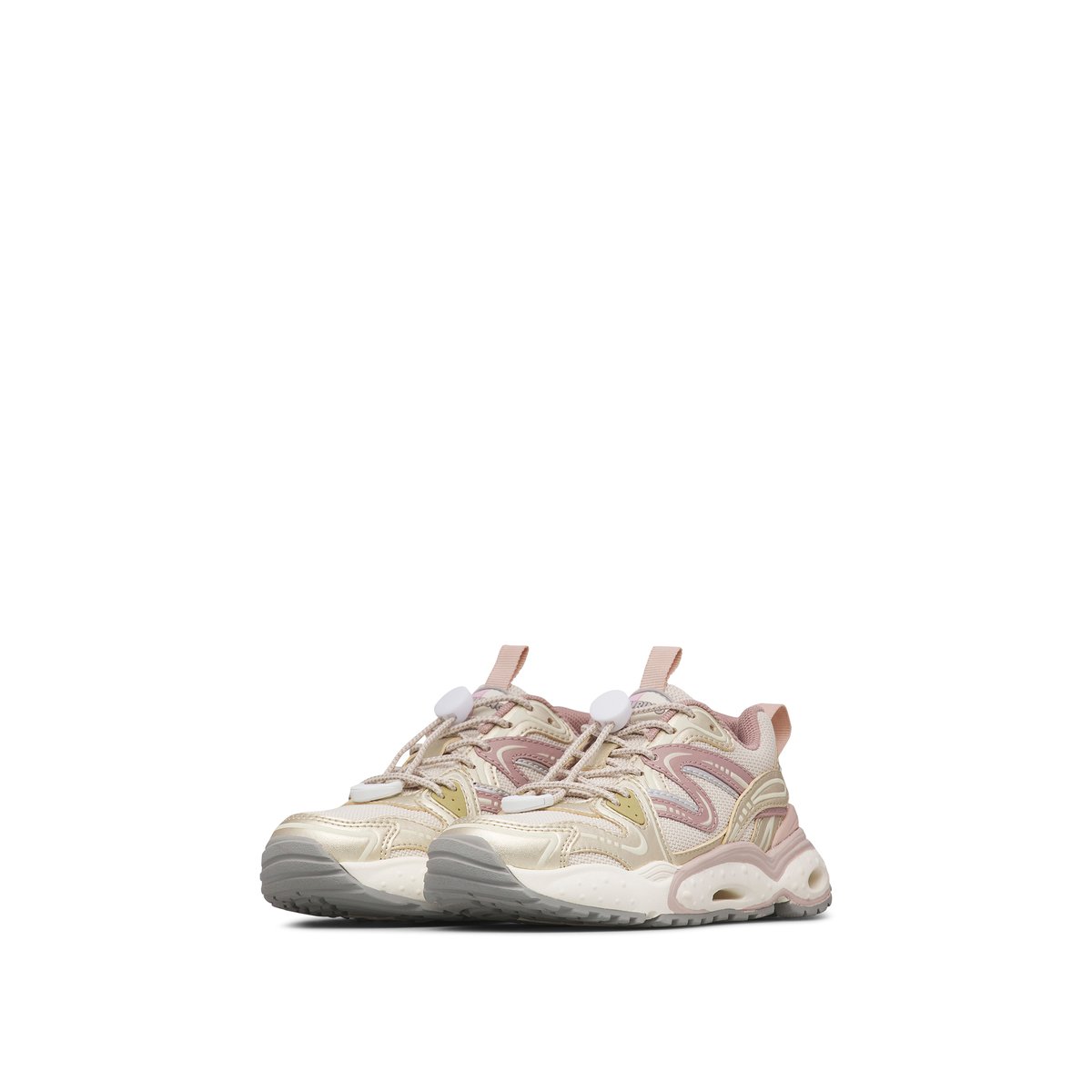 Sneakers en écopelle et tissu FLYNER. blanc-platine-rose, NATURINO
