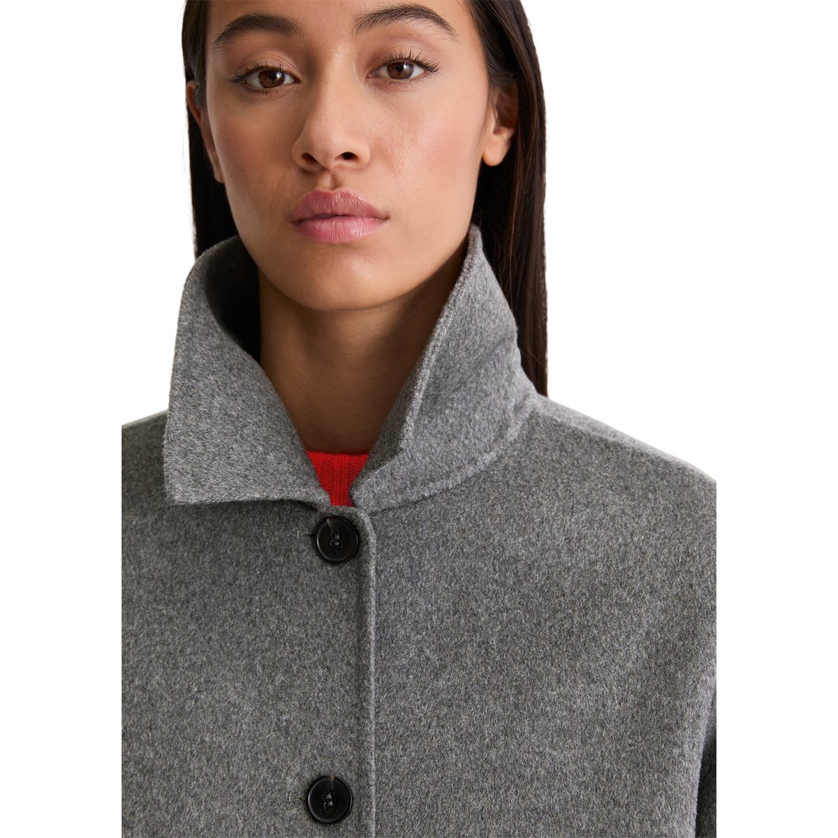 Veste chemise regular en double face de laine noble gris, MARC O'POLO
