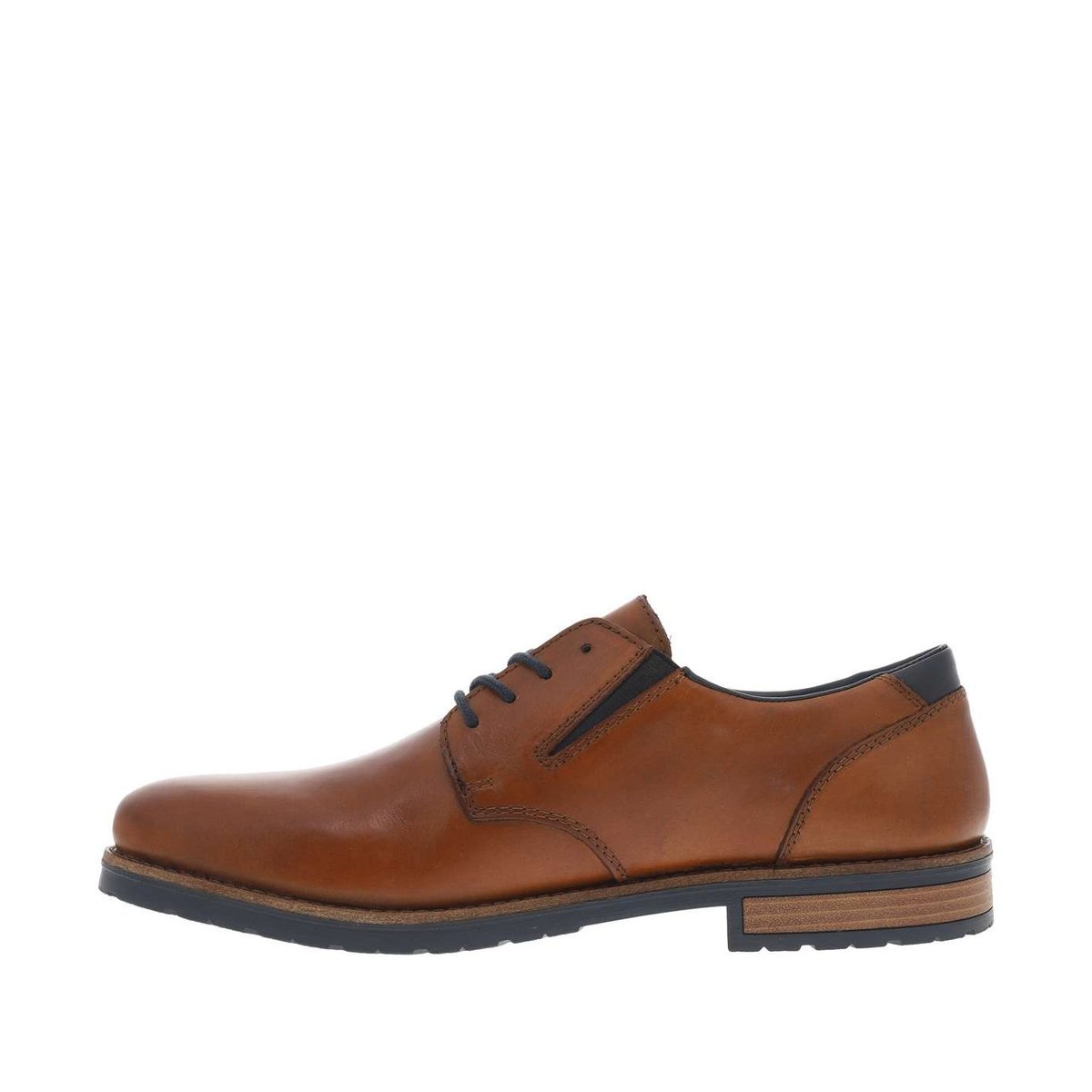 Derbies en cuir marron avec empiècements et deux petits soufflets élastiqués à fermeture à lacets tressés noirs brun, RIEKER