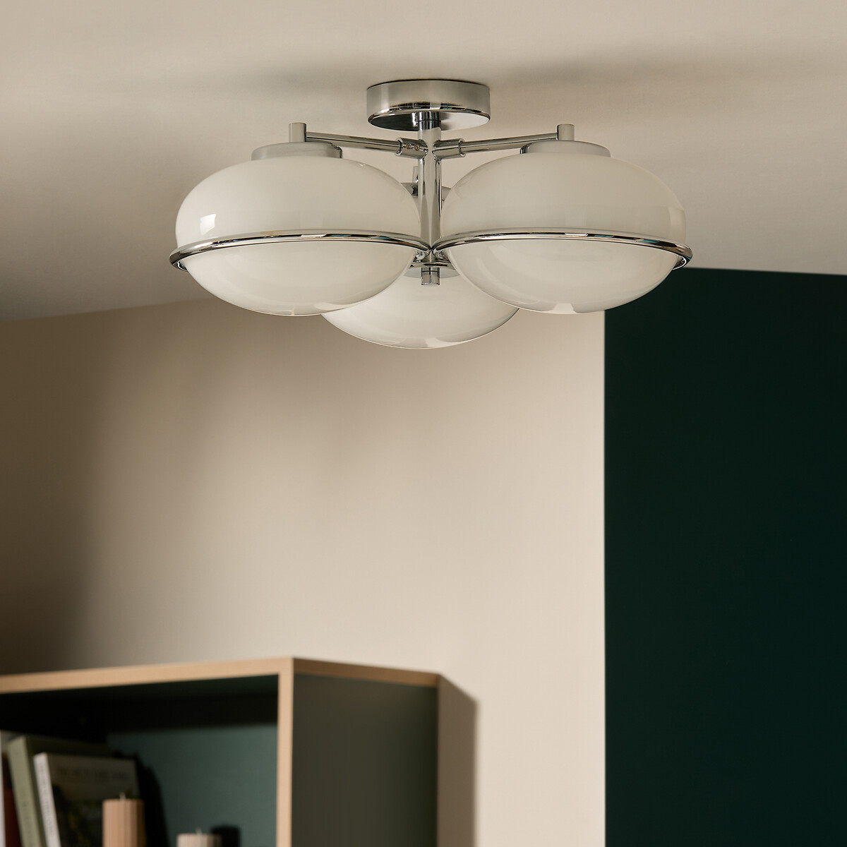 MADE.COM Piper 3-Light Semi-Flush Ceiling Light chrome, MADE