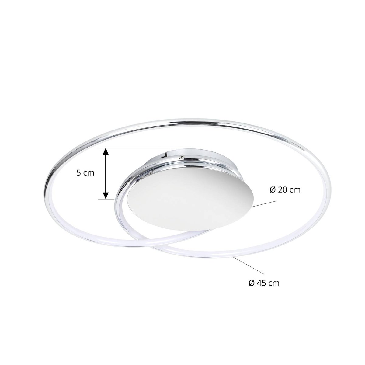 Plafonnier en métal moderneLED, Joline blanc, chrome, LINDBY
