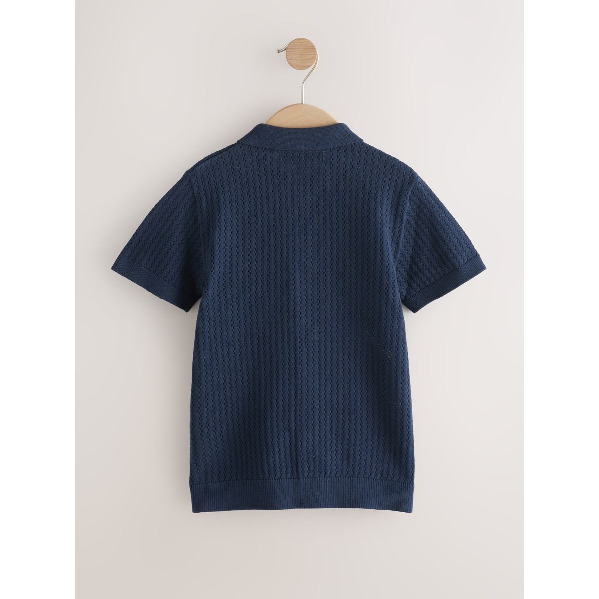 Polo boutonné en maille bleu marine, NEXT
