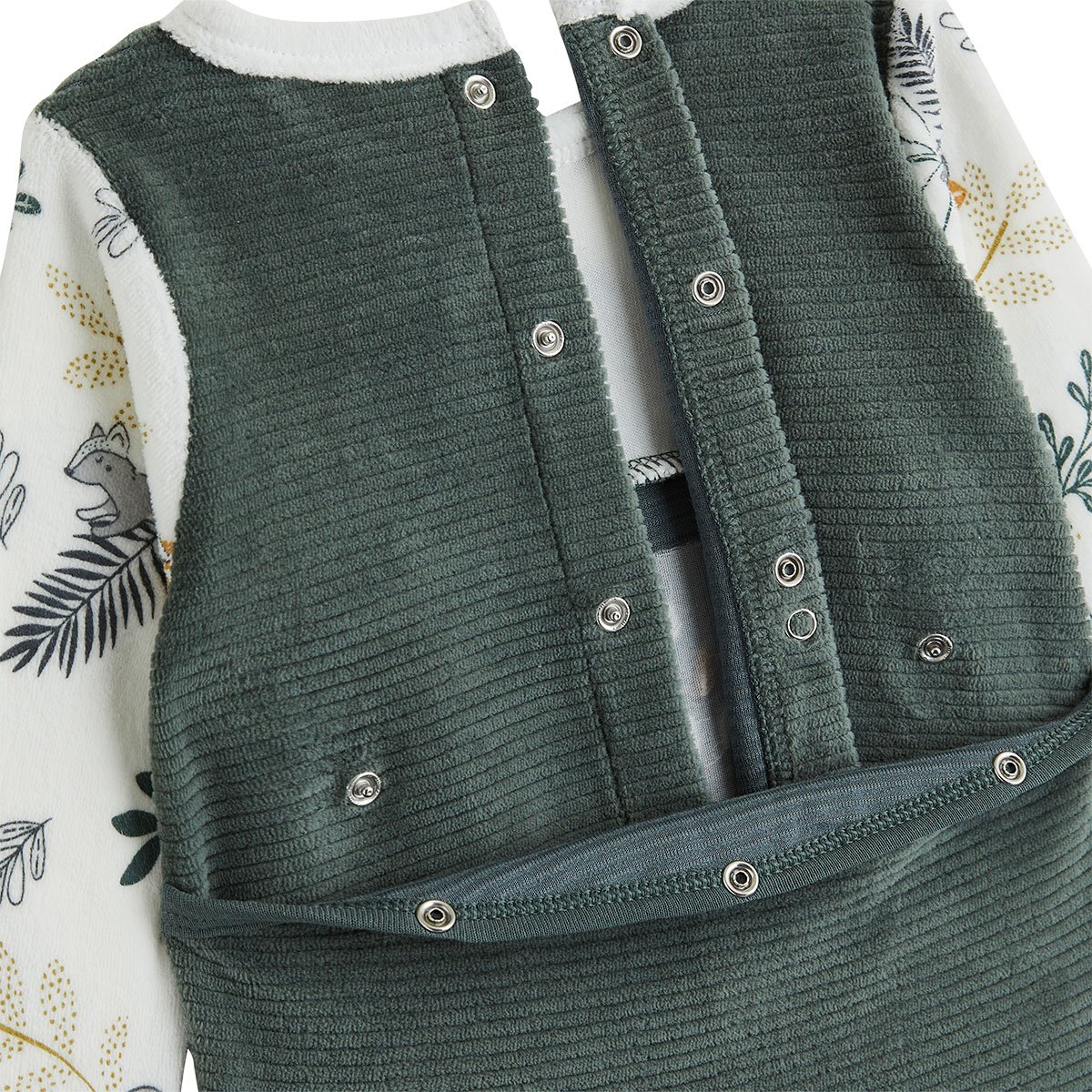 Pyjama bébé en velours Elliott vert, PETIT BEGUIN