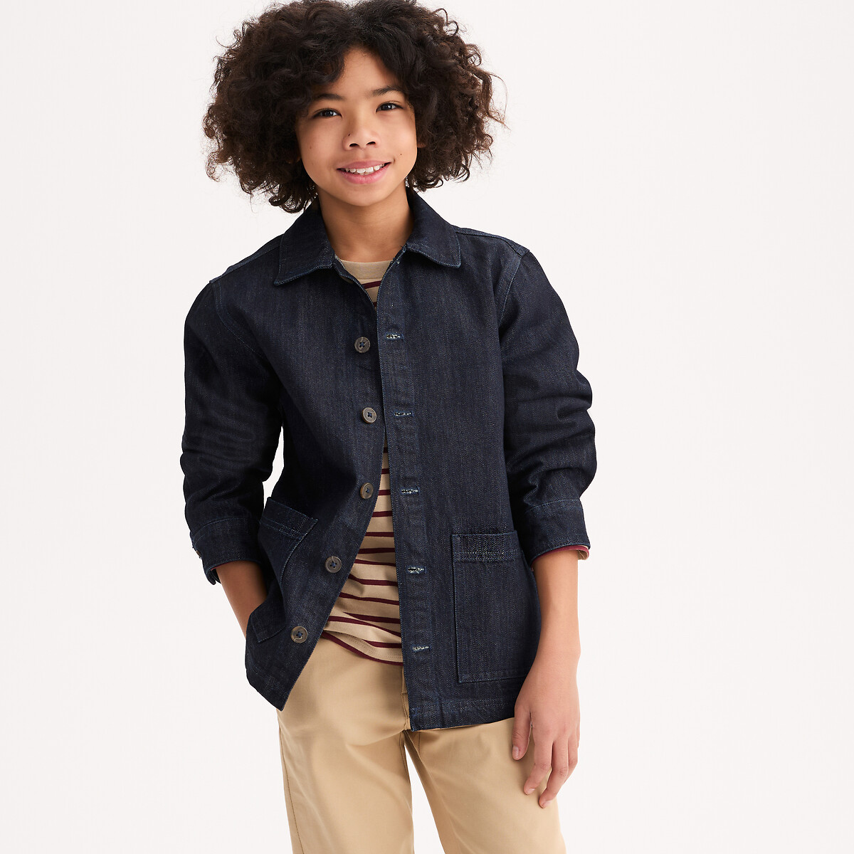Veste esprit worker en coton bleu brut, LA REDOUTE COLLECTIONS