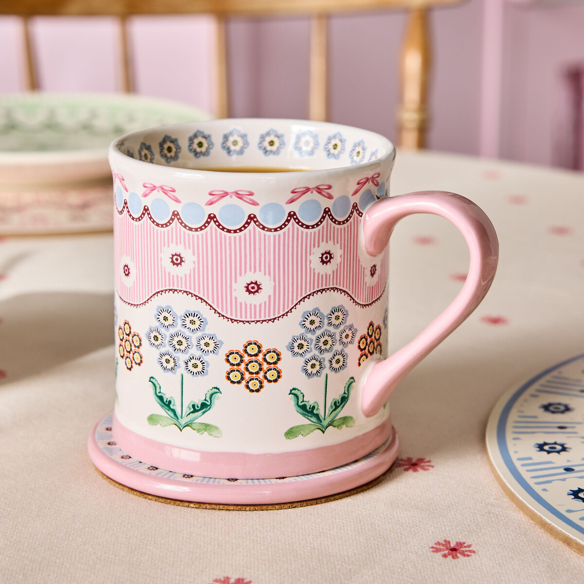 Spitalfields Silk Mug & Coaster Set pink, CATH KIDSTON