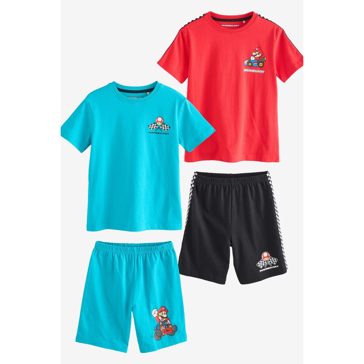 Pyjama short 100 % coton, lot de 2 mario kart bleu/rouge, NEXT