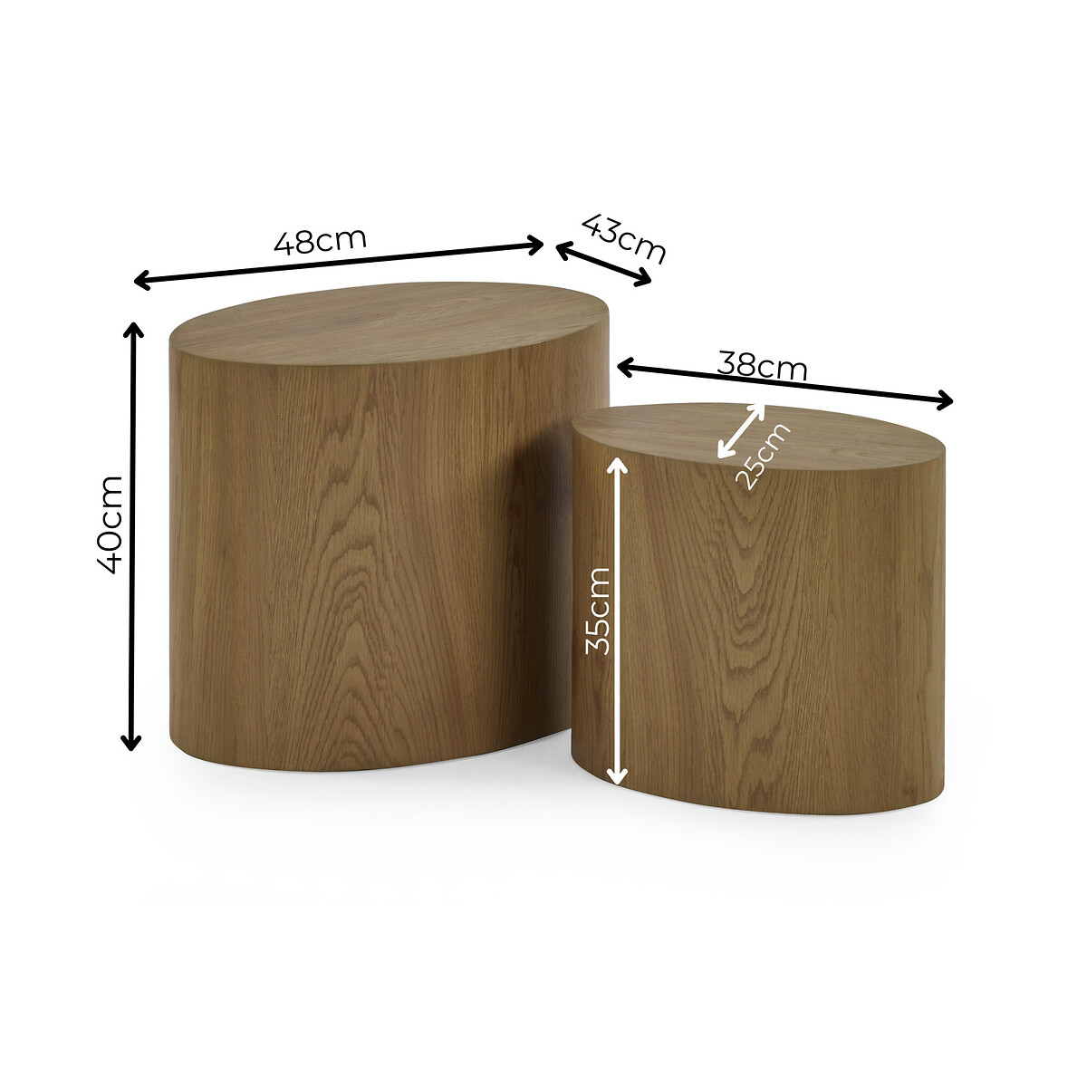 Set of 2 Taryn Oval Nesting Side Tables light oak, SO'HOME