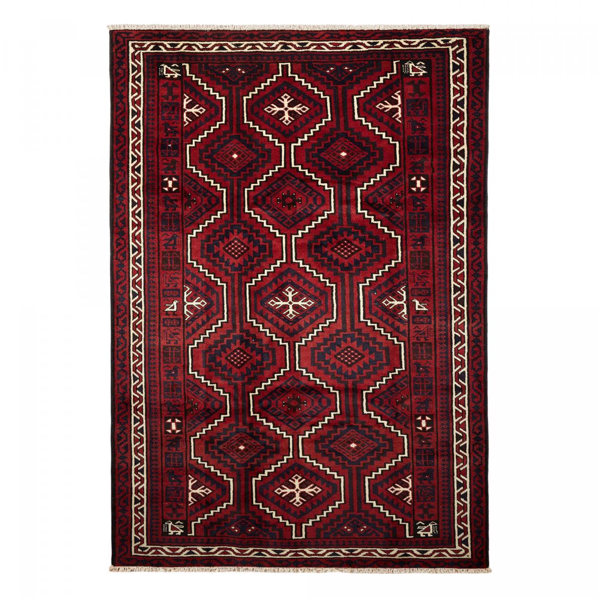 Tapis d'orient, motif oriental, noué main en laine, LORI 8 rouge, crème, noir, UN AMOUR DE TAPIS