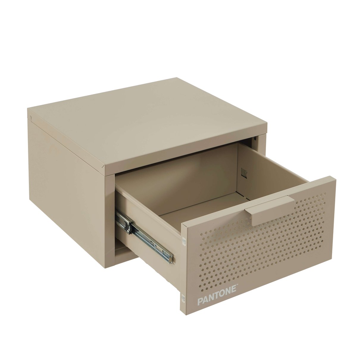 Table de chevet murale en acier taupe, PANTONE