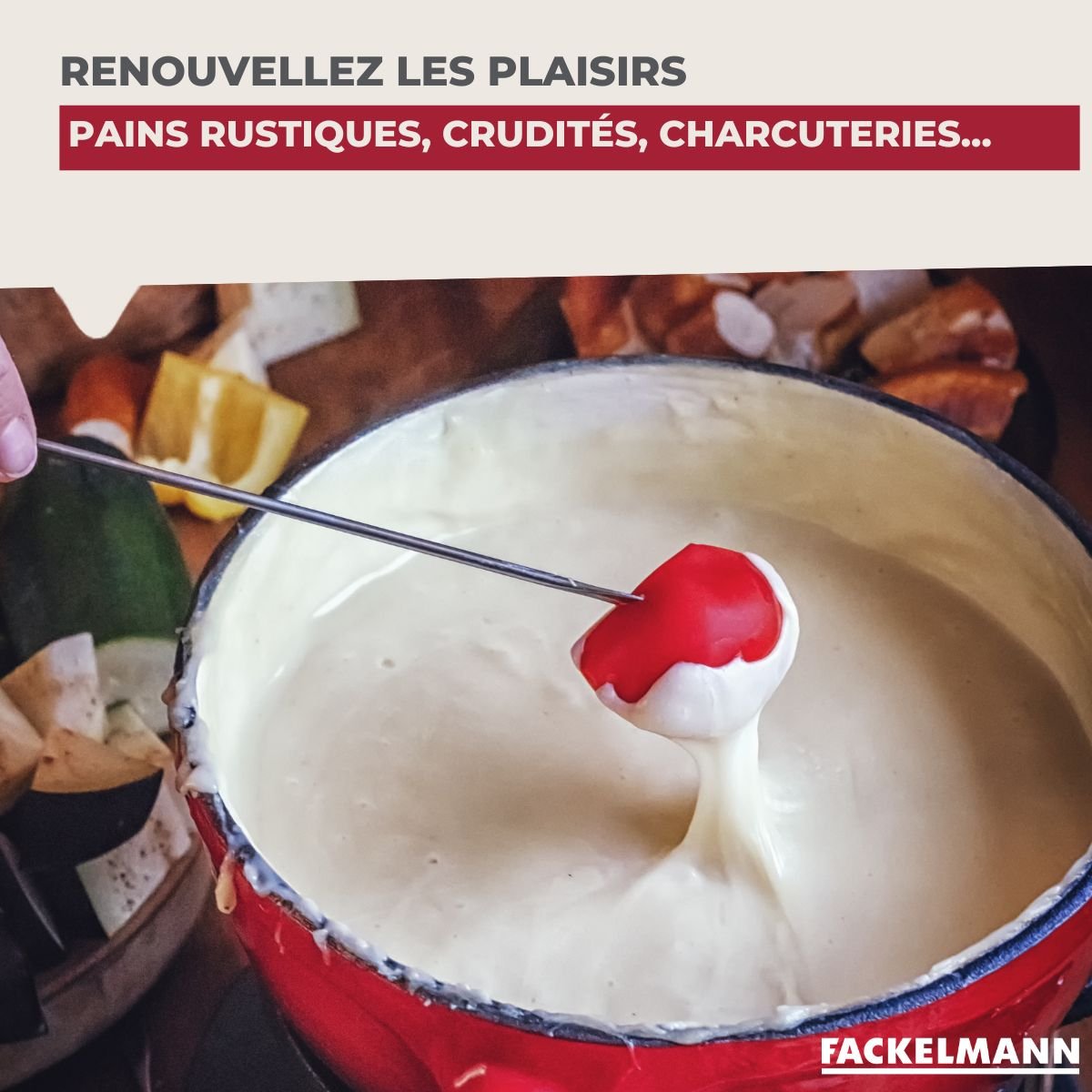 Set à fondue au fromage 2 personnes fonte émaillée noir,blanc,rouge, FACKELMANN