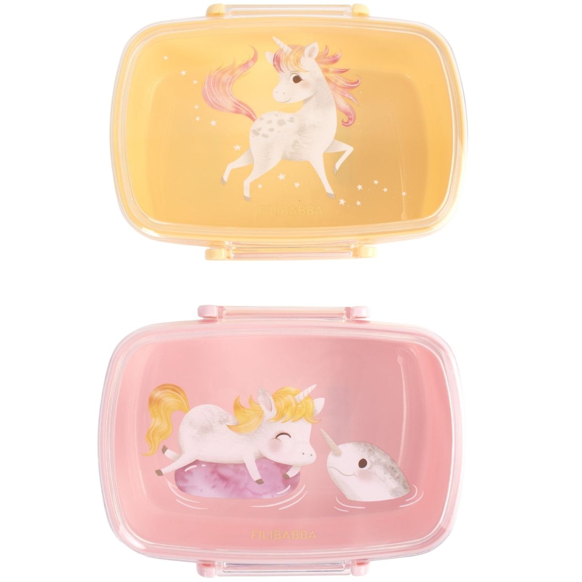 Lot de 2 lunch box jaune, rose, blanc, FILIBABBA