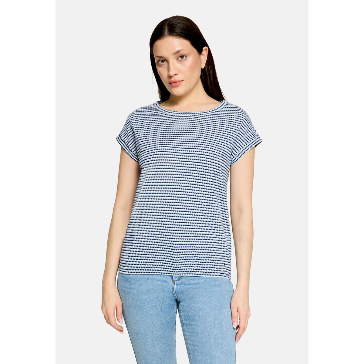 Haut casual à élastique bleu/blanc, BETTY & CO