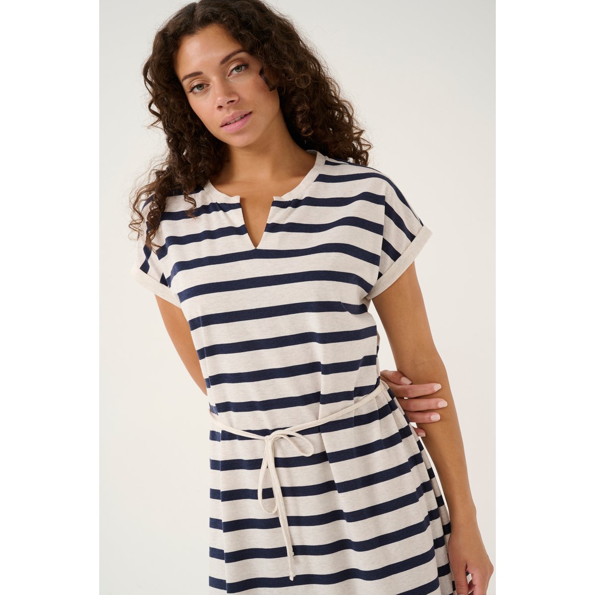 Dress bleu blue melange stripe, CREAM