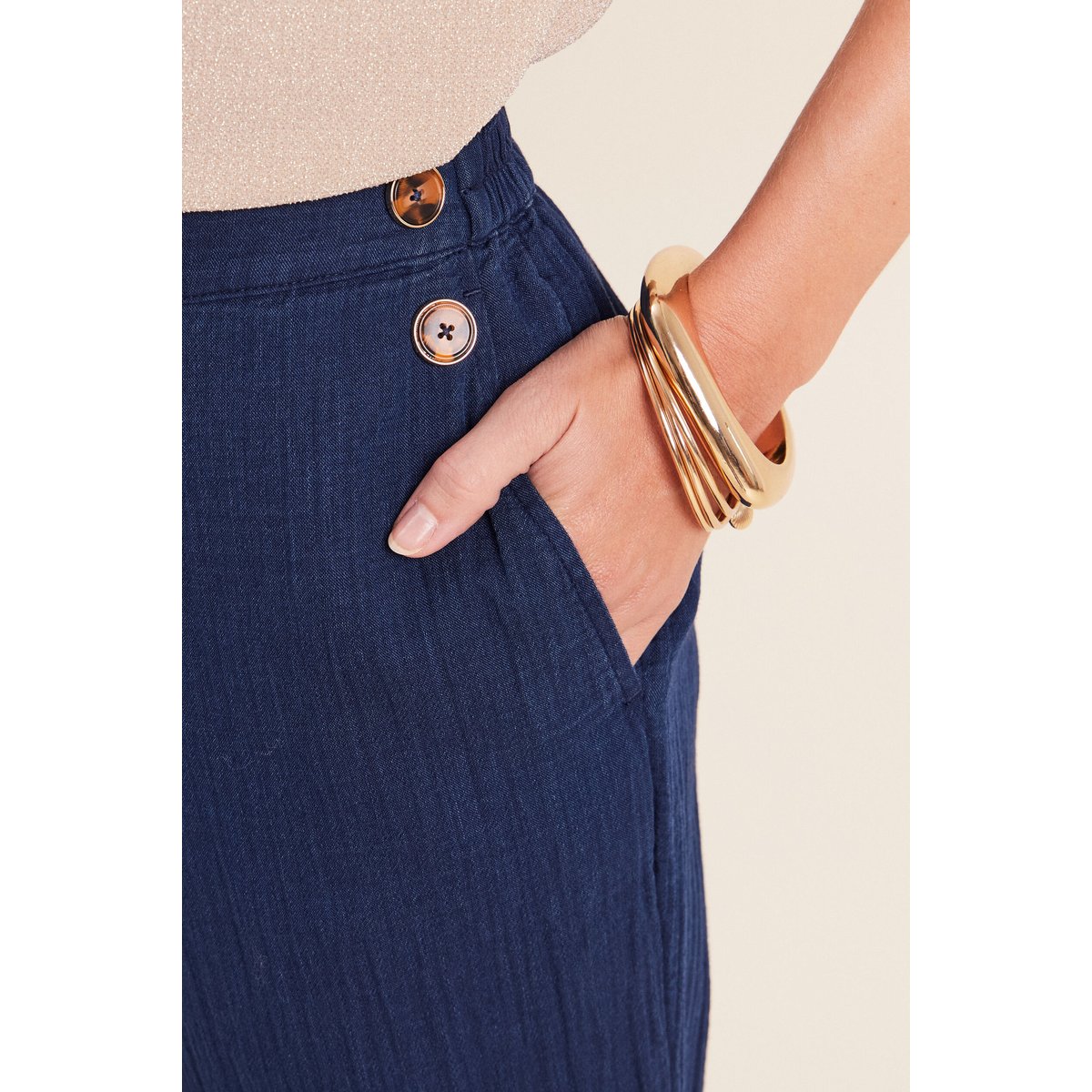 Pantalon large 7/8ème taille haute bleu roi, BREAL
