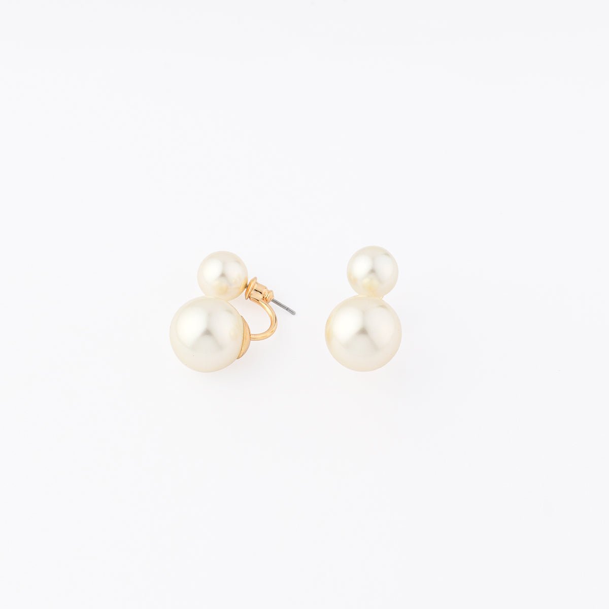 Boucles d'oreilles 2 perles blanc, BALABOOSTE