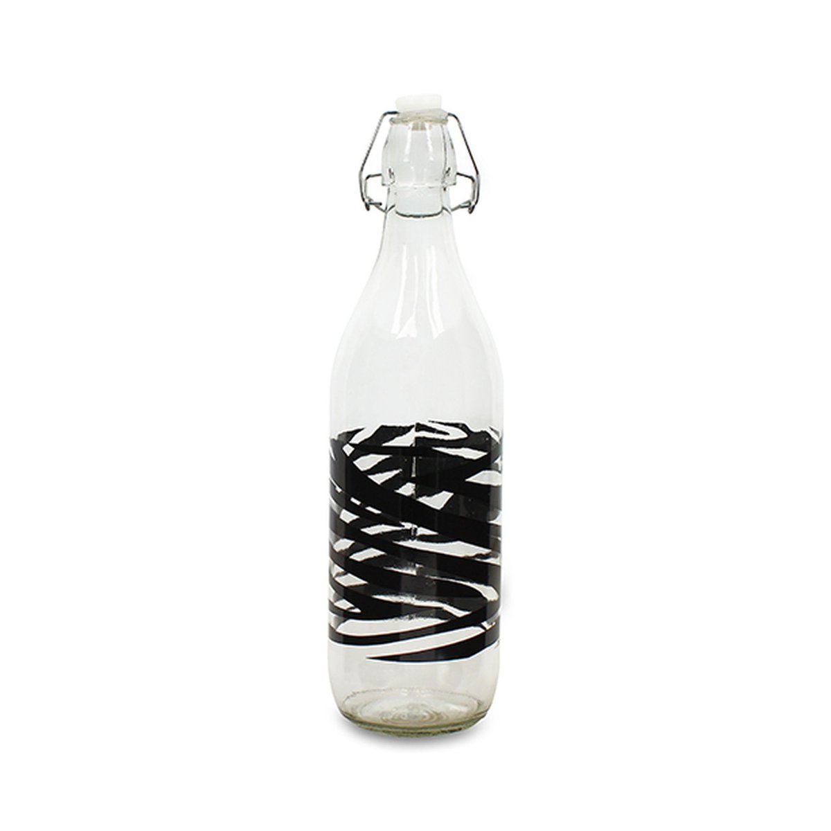 Bouteille 1 litre en verre, ZEBRE multicolore, NOVASTYL