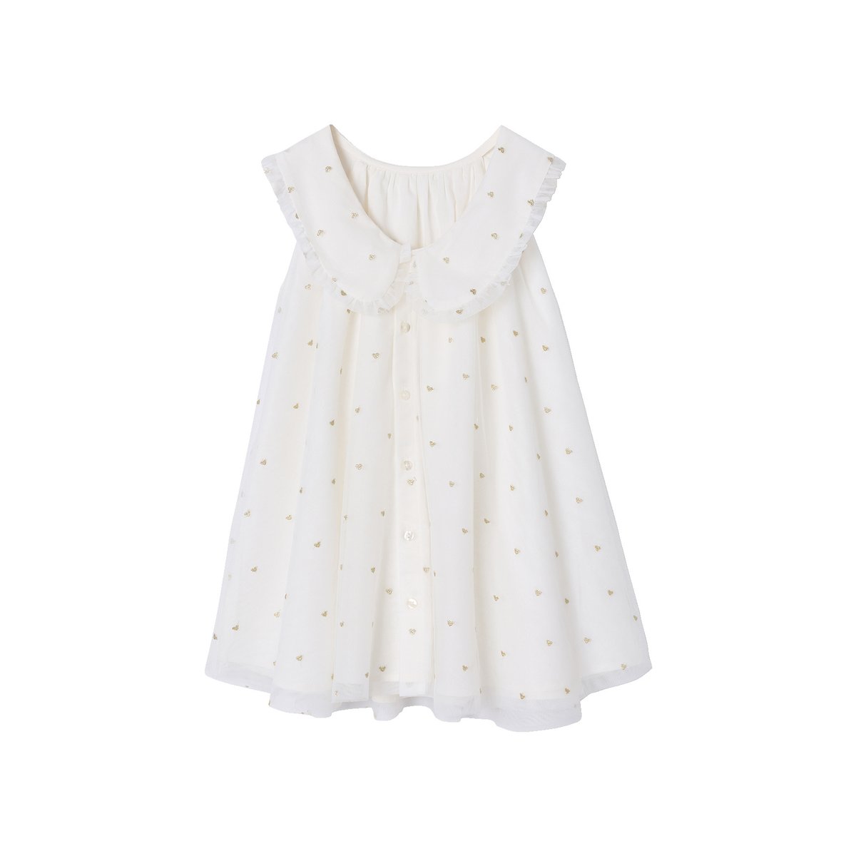 Robe évasée tulle brodée blanc, VERTBAUDET