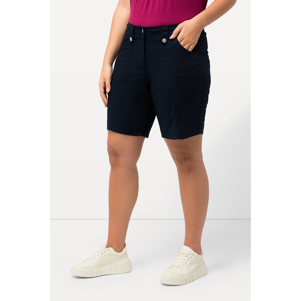 Bermuda cargo 4 poches. Taille confortable marine, ULLA POPKEN