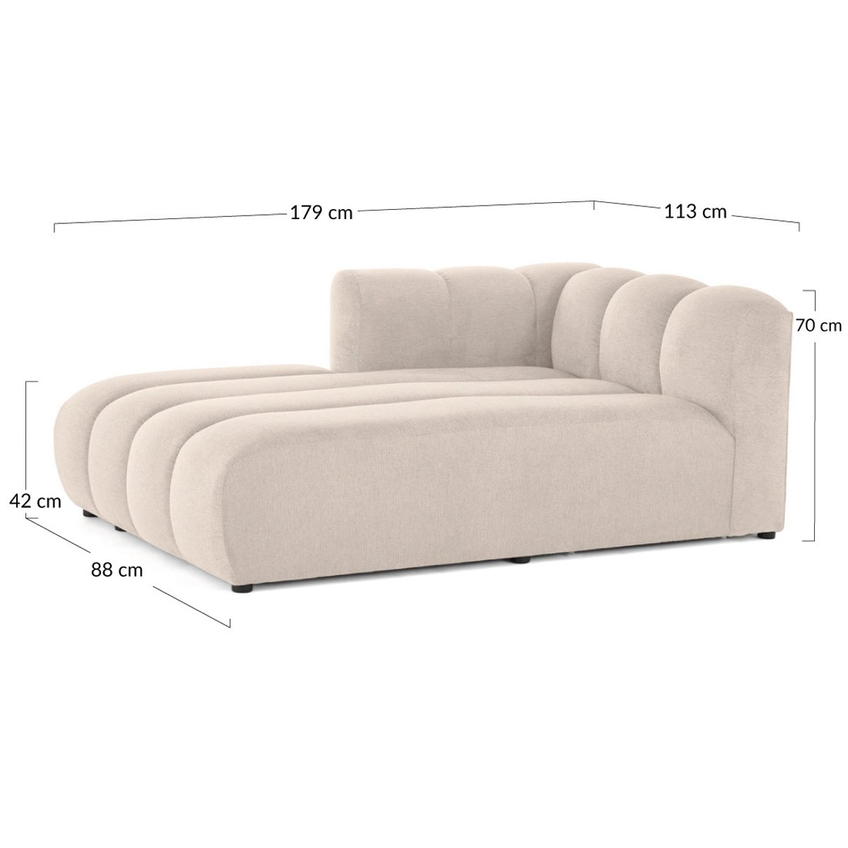 Module d'assise méridienne gauche - DEBBIE gris, BEST MOBILIER