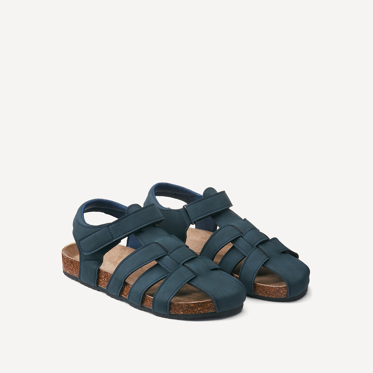 Sandales fermées à scratch bleu marine, LA REDOUTE COLLECTIONS
