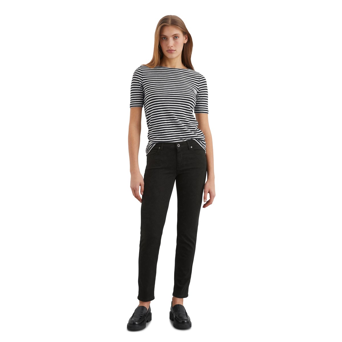 Pantalon modèle Lulea slim en mélange de lyocell et de coton noir, MARC O'POLO